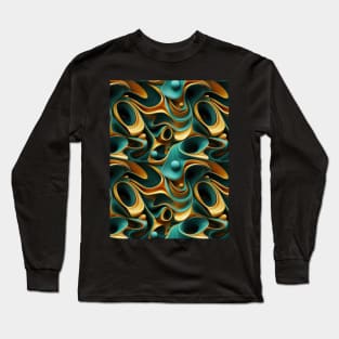 Funky Facade: Trompe-l’oeil Green Turquoise and Gold Long Sleeve T-Shirt